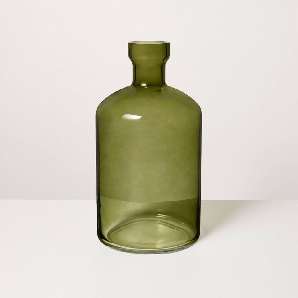14" Green Glass Vase - Hearth & Hand with Magnolia